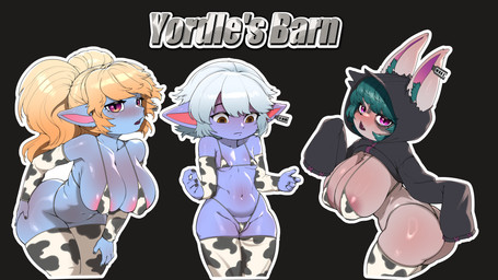animal_print animal_print_bikini animal_print_thigh_highs anthro areola areola_slip big_breasts big_butt bikini biped blonde_hair blue_body breasts butt clothing cow_print cow_print_armwear cow_print_bikini cow_print_thigh_highs ear_piercing ear_tag female front_view fur green_hair grey_body grey_fur group hair hand_on_butt hucow humanoid_pointy_ears legwear navel pattern_bikini pattern_clothing pattern_legwear pattern_swimwear pattern_thigh_highs piercing pointy_ears small_breasts standing swimwear thigh_highs trio two-piece_swimsuit white_hair rapel league_of_legends riot_games tencent poppy_(lol) tristana_(lol) vex_(lol) humanoid yordle 16:9 absurd_res hi_res widescreen