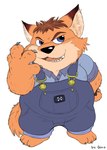 anthro belly biped black_nose clothing male overalls overweight overweight_male paws shirt simple_background solo teeth topwear white_background young mogpon disney zootopia gideon_grey canid canine fox mammal red_fox true_fox 2016