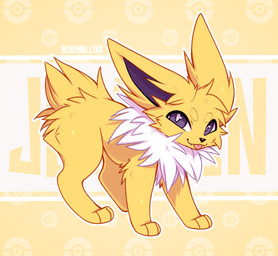 ambiguous_gender blep cute_fangs fangs feet feral front_view fur looking_at_viewer smile solo standing tail teeth toes tongue tongue_out bloominglynx nintendo pokemon eeveelution generation_1_pokemon jolteon pokemon_(species) 2026 digital_drawing_(artwork) digital_media_(artwork) hi_res