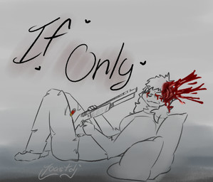 bent_legs blood blood_from_eye blood_in_hair blood_splatter bodily_fluids brain_damage brain_matter female gore gradient_background gun hair heart_nose heart_symbol holding_gun holding_object holding_ranged_weapon holding_weapon long_hair looking_at_viewer lying pillow ranged_weapon shell shell_(projectile) shotgun shotgun_shell simple_background smile smiling_at_viewer smirk smirking_at_viewer solo suicide text weapon toastd mammal unknown_species hi_res