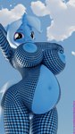 anthro anthrofied big_breasts blue_body bodysuit breasts clothing cloud female fishnet_bodysuit fishnet_clothing fishnet_skinsuit genitals hands_behind_head horn nipples pose pregnant pussy skinsuit sky solo tight_clothing extremespeedslowpoke friendship_is_magic hasbro my_little_pony mythology trixie_(mlp) equid equine mammal mythological_creature mythological_equine unicorn 3d_(artwork) 4k 9:16 absurd_res digital_media_(artwork) hi_res