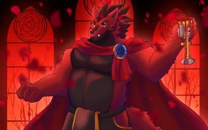 anthro black_body black_countershading cape clothing container countershading cup goblet horn male muscular muscular_male red_body solo dragokaizer666 mythology dragokaizer_(character) canid canine canis dragon hybrid mammal mythological_creature mythological_scalie scalie wolf 16:10 widescreen