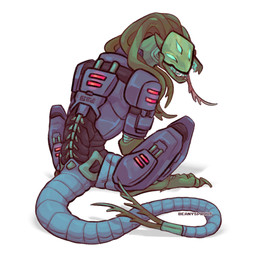 3_eyes ambiguous_gender anthro clothed clothing feet forked_tail furgonomics looking_at_viewer looking_back multi_eye simple_background sitting solo spacesuit tail tail_clothing talons teeth toes unusual_anatomy unusual_tail white_background beanysprout space_station_13 alien vox_(space_station_13) digital_media_(artwork) signature