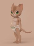 ambiguous_gender anthro baby clean_diaper clothing diaper feet hands_behind_back looking_at_viewer navel nipples slightly_chubby smile solo standing toddler young young_anthro felyn domestic_cat felid feline felis mammal hi_res