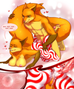 all_fours anatomically_correct anatomically_correct_genitalia anatomically_correct_penis anthro anus balls big_breasts bodily_fluids breasts butt clone cum cum_inside curvy_figure dialogue doggystyle duo from_behind_position genital_fluids genitals heart_symbol herm herm/male herm_penetrated impregnation internal intersex intersex/male intersex_penetrated male male_penetrating male_penetrating_herm male_penetrating_intersex muscular muscular_anthro muscular_male nipples orgasm ovum penetration penis selfcest sex sperm_cell square_crossover tattoo text vaginal vaginal_penetration vulva momokitsune alice_(infernos_flame) canid canine fox mammal absurd_res english_text hi_res