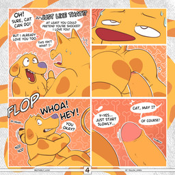 4_fingers anthro balls big_butt big_penis blue_nose blush blush_lines bodily_fluids bone brown_body brown_fur butt butt_close-up cat_tail close-up comic_panel dialogue duo erection fingers floppy_ears foreskin fur genitals gesture grin grinding hair half-closed_eyes hand_gesture heart_(marking) heart_symbol hug huge_butt huge_penis hugging_another humanoid_genitalia humanoid_penis looking_pleasured male male/male markings narrowed_eyes nodding nude onomatopoeia open_mouth orange_body outline pattern_background penile penis penis_on_ass pointy_ears pushing red_nose sex shocked simple_background smile sound_effects speech_bubble spots spotted_body spotted_fur stuttering sweat tail teeth text throbbing thumbs_up tongue whiskers white_outline yellow_body yellow_omen catdog_(series) nickelodeon caninius_dog felinius_cat animal_humanoid canid canine canis cat_humanoid domestic_cat domestic_dog felid felid_humanoid feline feline_humanoid felis fish humanoid hybrid mammal mammal_humanoid marine 1:1 2025 artist_name colored comic digital_drawing_(artwork) digital_media_(artwork) english_text hi_res multiple_scenes brother_(lore) brothers_(lore) incest_(lore) sibling_(lore)