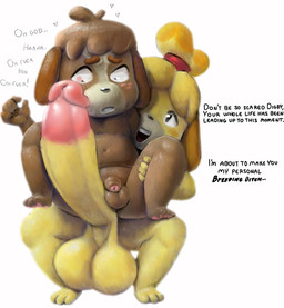 ball_size_difference balls big_balls big_penis brown_body brown_fur circumcised dialogue duo flaccid foreskin freckled_face freckles fur genitals gynomorph huge_balls huge_penis humanoid_genitalia humanoid_penis hyper hyper_balls hyper_genitalia hyper_penis intersex intersex/male male multicolored_body multicolored_fur navel nude on_bottom on_top penis penis_size_difference reverse_cowgirl_position sex simple_background small_penis text two_tone_body two_tone_fur white_background worried yellow_body yellow_fur oogabutt animal_crossing nintendo digby_(animal_crossing) isabelle_(animal_crossing) canid canine canis domestic_dog mammal shih_tzu toy_dog english_text hi_res brother_(lore) brother_and_sister_(lore) incest_(lore) sibling_(lore) sister_(lore) twincest_(lore) twins_(lore)
