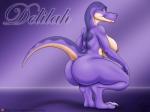 anthro big_breasts big_butt breasts butt crouching female half-closed_eyes huge_breasts narrowed_eyes nipples non-mammal_breasts non-mammal_nipples nude pupils purple_background side_boob simple_background slit_pupils solo tail thick_thighs trias dinosaurs_inc. delilah_(trias) dinosaur prehistoric_species reptile scalie theropod tyrannosaurid tyrannosauroid tyrannosaurus tyrannosaurus_rex 2019 4:3 signature