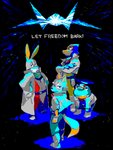 anthro arwing beak clothing footwear gloves group handwear jacket long_ears looking_at_viewer male smile text topwear nemurism nintendo star_fox falco_lombardi fox_mccloud peppy_hare slippy_toad amphibian avian canid canine fox frog lagomorph mammal 2012 3:4 english_text