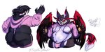 anthro big_butt bulge butt dark_sclera duo fur hair male moobs nipples overweight overweight_anthro overweight_male pawpads paws teeth wings scarythesustire hazbin_hotel henroin_(hazbin_hotel) husk_(hazbin_hotel) arachnid arthropod demon domestic_cat felid feline felis insect mammal spider absurd_res hi_res