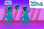 anthro blue_eyes blue_hair butt claws crystal digitigrade featureless_chest female flat_chested genitals hair horn long_hair nude pussy simple_background smile solo text tongue lugen_kobold zina kobold scalie 3:2 model_sheet