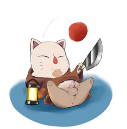 antennae_(anatomy) anus balls butt clothed clothing condom cosplay costume erection feral foreskin genitals knife lamp lantern male penis pom_antennae pose sexual_barrier_device simple_background solo tapering_penis tonberry_costume wings young nivy_(artist) final_fantasy square_enix mammal moogle pinup