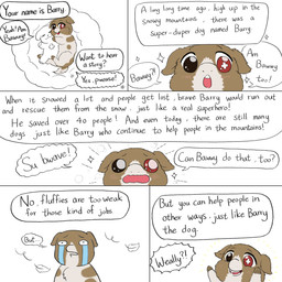 ambiguous_gender anime_style baby_talk black_eyes bodily_fluids crying dialogue feral heterochromia hug hugging_object hugging_plushie leaf lying offscreen_character on_side open_mouth open_smile pillow plushie red_eyes smile solo sparkles sparkling_eyes tears teeth text wall_of_text young young_ambiguous young_feral yellowcottoncandy030 fluffy_pony fluffy_pony_(species) mammal 1:1 2025 comic digital_media_(artwork) english_text hi_res partially_colored