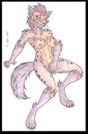 anthro black_border bodily_fluids border breasts feet female fur genitals hair markings masturbation nipples nude paws pussy simple_background solo spots spotted_body spotted_fur tail cougar_leon autumn_williams hyena mammal spotted_hyena werecreature werehyena 2020 colored_pencil_(artwork) hi_res traditional_media_(artwork)