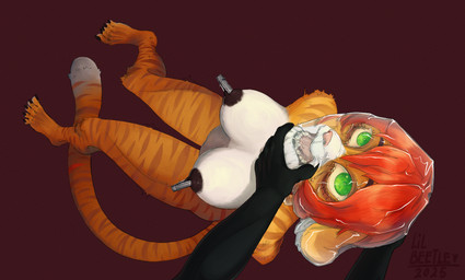 ambiguous_gender anthro asphyxiation bag bagging bdsm bondage bound breasts choking collar duo erotic_asphyxiation female female/ambiguous nipple_clamp nipples nude open_mouth plastic plastic_bag snuff struggling lil_beetle felid feline felis mammal pantherine tiger hi_res