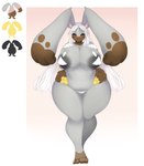 accessory anthro areola areola_slip big_breasts big_ears bikini breasts brown_body brown_fur clothing diggersby dipstick_ears dipstick_limbs ears_down eyelashes female fur generation_6_pokemon grey_body grey_eyes grey_fur hadzukonami hair hair_accessory heart_eyes heart_symbol hi_res huge_breasts long_hair looking_at_viewer multicolored_ears navel nintendo nipple_outline overweight overweight_female pink_background pivoted_ears pokemon pokemon_(species) simple_background smile solo swimwear thick_thighs whiskers white_background white_bikini white_body white_clothing white_fur white_hair white_swimwear wide_hips yellow_body yellow_fur