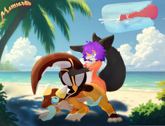 ahegao all_fours anal anal_penetration animal_genitalia animal_penis anthro anthro_on_anthro anthro_penetrated anthro_penetrating anthro_penetrating_anthro ass_up beach big_tail blue_eyes blue_genitals blue_penis blue_tongue blush bodily_fluids brown_body brown_fur butt canine_genitalia canine_penis claws cloud cum cum_drip cum_in_ass cum_inside cum_while_penetrated day digitigrade doggystyle dripping drooling duo ejaculation enjoying erection feet femboy fluffy fluffy_tail from_behind_position fur genital_fluids genital_slit genitals grabbing hair hands-free horn hug internal knot knotted_penis knotting long_tongue looking_pleasured male male/male male_anthro male_penetrated male_penetrating male_penetrating_male markings multicolored_body nature nature_background nude open_mouth orange_body orange_fur orgasm outside palm_tree paws penetration penile penile_penetration penis penis_in_ass penises_touching pink_genitals plant precum purple_eyes purple_hair raised_tail red_genitals red_penis saliva sand sea seaside sex simple_background sky smile submissive tail tail_grab tan_body teeth thick_tail toes tongue tongue_out tree tuft unusual_anatomy unusual_genitalia unusual_penis unusual_tail water white_body white_fur x-ray_view yellow_body yellow_eyes k441z molohrum canid canine canis fox mammal reptile scalie true_fox absurd_res detailed digital_drawing_(artwork) digital_media_(artwork) hi_res shaded signature