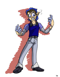 5_fingers athletic athletic_human athletic_male biped blue_body blue_eyes blue_fur blue_hair bottomwear brown_hair claws clothing electronics finger_claws fingers footwear fur fur_growth grey_claws growth hair hair_to_fur headphones headphones_around_neck looking_at_hands looking_at_own_hands male mid_transformation pants plantigrade shirt shocked shoes simple_background solo species_transformation spiky_hair standing teeth toe_claws topwear torn_shoes transformation white_background wide_eyed black-rat zing_(character) eulipotyphlan hedgehog human mammal 2008 cel_shading digital_media_(artwork) hi_res shaded signature