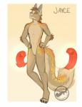 anthro biped facial_piercing fangs featureless_crotch hands_on_hips male nose_piercing nude piercing simple_background smile solo standing teeth text magic_(artist) felid mammal english_text hi_res