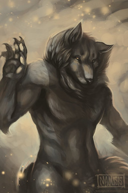 5_fingers anthro black_nose claws dust fingers front_view fur nude raised_arm solo wind namisis mythology shadow_wolf canid canine canis mammal mythological_canine mythological_creature werecanid werecanine werecreature werewolf wolf hi_res