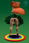 anthro bent_over brown_body brown_fur butt clothed clothing clothing_lift dress dress_lift female footwear fur hair high_heels panties red_hair shoes simple_background solo toony underwear upskirt chromakoros tiny_toon_adventures warner_brothers julie_bruin bear mammal 2020 3d_(artwork) digital_media_(artwork) hi_res