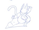 4_fingers anthro attack_pose big_breasts breasts cleavage clothed clothing female fingers no_pupils solo tail thick_thighs stillelk62 shinju_(stillelk62) domestic_cat felid feline felis mammal digital_drawing_(artwork) digital_media_(artwork) sketch