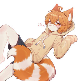 ahoge anthro blush bottomwear clothed clothed_anthro clothed_male clothing cute_fangs fangs fur hair hoodie kemono looking_at_viewer lying male male_anthro markings on_back one_eye_closed oversized_clothing shorts simple_background solo striped_markings striped_tail stripes tail tail_markings teeth topwear white_background wink young young_anthro young_male acorn_furry mammal procyonid raccoon 2025 digital_media_(artwork) hi_res