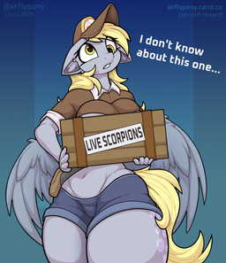 anthro belly box container female female_anthro mailbox solo text wide_hips wings airfly-pony friendship_is_magic hasbro my_little_pony mythology derpy_hooves_(mlp) equid equine mammal mythological_creature mythological_equine pegasus 2026 english_text hi_res