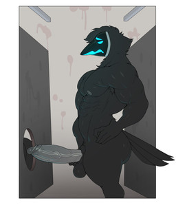 anthro balls bathroom beak big_balls big_penis black_body butt duo erection feathers foreskin fur genitals glory_hole hair huge_penis humanoid_genitalia humanoid_penis long_penis machine male male/male muscular muscular_anthro muscular_male nipples nude pecs penile penis screen screen_face simple_background tail vein veiny_penis inkgoat alphi_(nightbirby) avian bird corvid corvus_(genus) crow humanoid hybrid mammal oscine passerine protogen digital_media_(artwork) hi_res