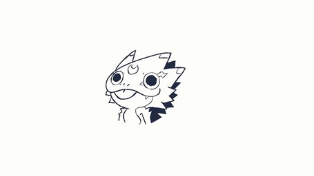 anthro blep green_body male ominous solo tongue tongue_out vacant_eyes vacant_stare lawuchisw bandai_namco digimon digimon_beatbreak digimon_(species) gekkomon scalie animated short_playtime video