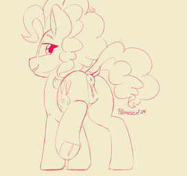 animal_genitalia animal_vulva anus butt cutie_mark equine_anus equine_genitalia equine_vulva eyebrows eyelashes female feral fluffy fluffy_tail genitals hooves looking_at_viewer looking_back nude poofy_hair puffy_anus puffy_hair rear_view simple_background smile solo tail text vulva perezadotarts friendship_is_magic hasbro my_little_pony pinkie_pie_(mlp) earth_pony equid equine horse mammal pony 2024 absurd_res artist_name hi_res line_art monochrome sketch