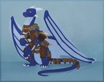 ambiguous_gender armor blue_body blue_membrane blue_pawpads blue_scales cheek_spikes claws facial_spikes feral horn membrane_(anatomy) membranous_wings pawpads satchel scales solo spikes spikes_(anatomy) white_claws white_horn wings yellow_eyes ghuran mythology vlooi dragon mythological_creature mythological_scalie scalie hi_res