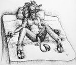 anthro bed big_feet bodily_fluids breasts clitoris cum cum_drip dark_eyes dildo dildo_in_pussy dildo_insertion dripping ejaculating_dildo ejaculation feet female furniture genital_fluids genitals grabbing_sheets gripping_blanket hair hooves horn lying mane mane_hair masturbation messy nipples nude on_back on_bed orgasm orgasm_face patterned_fur penetration pillow pussy pussy_ejaculation sex_toy sex_toy_in_pussy sex_toy_insertion short_fur solo spread_legs spreading tail tail_tuft toying_self tuft vaginal vaginal_fluids vaginal_masturbation vaginal_penetration wet modestwold daisy_(modestwold) giraffe giraffid mammal 2020 monochrome traditional_media_(artwork)