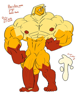 4_fingers 5_toes abs balls barazoku big_muscles big_penis bodily_fluids cum feet fingers flaccid genital_fluids genitals glans goo_penis huge_muscles huge_penis humanoid_genitalia humanoid_penis hyper hyper_genitalia hyper_muscles hyper_penis male male_humanoid multicolored_body muscular muscular_humanoid nipples not_furry orange_arms orange_balls orange_legs orange_penis pecs penis red_feet red_fingers red_hands red_nipples red_penis red_toes stated_height stated_penis_size text toes yellow_chest yellow_glans yellow_head citrigoo baruba goo_creature goo_humanoid humanoid 2023 english_text hi_res model_sheet