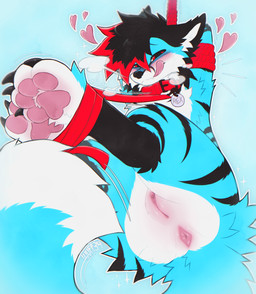 4_toes andromorph anthro anus bdsm black_nose blush bondage bound breath claws clitoris collar feet fur genitals hair heart_symbol intersex leash leash_around_foot leashed_andromorph leashed_anthro leashed_collar motion_lines pawpads paws pink_pawpads red_collar red_leash red_rope restraints rope rope_bondage rope_harness simple_background solo sparkles submissive tail tail_anus toe_claws toes tongue tongue_out vulva wuff34 rex_(rexvander) canid canine fox mammal hi_res