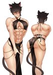 abs biped black_hair blue_eyes blush clothed clothing crossdressing eyebrow_through_hair eyebrows hair heterochromia human_and_animal_ears male multi_ear muscular muscular_humanoid muscular_male pecs simple_background solo tail translucent translucent_hair white_background nemuimori animal_humanoid cat_humanoid felid felid_humanoid feline feline_humanoid humanoid mammal mammal_humanoid tailed_humanoid absurd_res hi_res