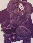 abs anthro balls barazoku biceps big_balls big_muscles big_penis blush blush_lines bodily_fluids bone dripping erection flexing flexing_bicep flexing_both_biceps foreskin genital_fluids genitals glans hand_on_hip horn huge_muscles humanoid_genitalia humanoid_penis looking_at_viewer male muscular muscular_anthro muscular_male muscular_thighs musk musk_clouds navel nipple_piercing nipples nude obliques pecs penis piercing pose precum precum_drip presenting presenting_penis raised_arm serratus simple_background skull skull_head solo sweat text triceps vein veiny_muscles veiny_penis inayurinko the_ancient_magus_bride elias_ainsworth demon monster english_text hi_res