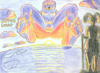 5_toes anthro bottomwear bulge clothing cloud cloudy_sky covered_eyes curling_toes duo feet femboy foot_fetish foot_focus front_view humanoid_feet male outside plantigrade rear_view shorts sky solo_focus standing sunset surprised toes toony wide_hips ferrumbunny air_creature elemental_creature humanoid lagomorph living_cloud mammal 2025 detailed graphite_(artwork) hi_res traditional_media_(artwork)