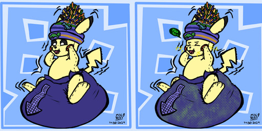 3_toes :d >u< abstract_background ambiguous_gender big_diaper biped bipedal_feral black_sclera bodily_fluids bonnet clothed clothing diaper dinosaur_print down_arrow feet feral genital_fluids headgear headwear open_mouth plant plushie pupils semi-anthro sitting sitting_on_diaper smile solo stitch_(sewing) toes unclean_diaper urine used_diaper wearing_diaper wet_diaper white_pupils young m3g4 nintendo pokemon animate_inanimate elemental_creature flora_fauna generation_1_pokemon living_plushie pikachu pokemon_(species) 2024 colored dated digital_media_(artwork) hi_res screentone signature