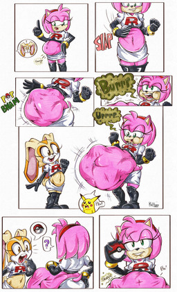 after_vore anthro belly big_belly bottomwear burping clothing female gloves green_eyes group handwear overweight pink_body skirt trio vore white_clothing killboo nintendo pokemon sega sonic_the_hedgehog_(series) team_rocket amy_rose cream_the_rabbit eulipotyphlan generation_1_pokemon hedgehog lagomorph leporid mammal pikachu pokemon_(species) rabbit 2025 comic hi_res