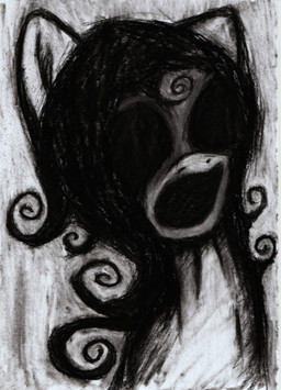 anthro black_body black_fur curly_hair empty_eye_sockets female fur grey_background hair screaming shaded_sketch simple_background solo suffering yelling unhappy893 ico_the_brave_little_horse precious_(ico_the_brave_little_horse) equid equine horse mammal pony absurd_res headshot_portrait hi_res monochrome portrait sketch traditional_media_(artwork)