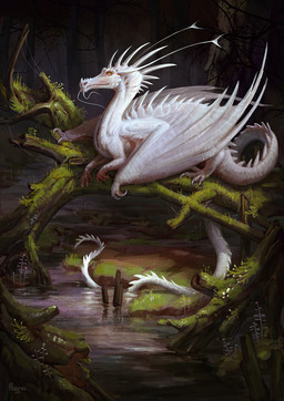 ambiguous_gender claws dead_tree detailed_background feral flower forest log lying membrane_(anatomy) membranous_wings moss outside plant scales solo swamp tail tree tree_stump water white_body white_scales wing_claws wings wood yellow_eyes alsares mythology dragon mythological_creature mythological_scalie scalie hi_res