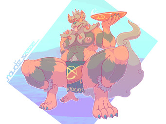 4_toes abs anthro anthrofied armpit_hair body_hair bottomwear bowl clothed clothing container crouching feet fluffy fluffy_tail holding_object loincloth loincloth_only low-angle_view male muscular muscular_male nipples open_mouth pecs pokemorph pubes solo spikes tail toes tongue tongue_out topless underwear naudiz_(artist) nintendo pokemon flereous generation_8_pokemon hisuian_arcanine hisuian_form pokemon_(species) regional_form_(pokemon) 4:3 absurd_res hi_res