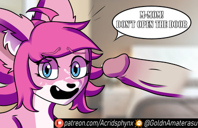 after_orgasm ahoge anime_eyes anime_style anthro black_nose blue_eyes bodily_fluids caught_in_the_act countershade_face countershade_fur countershade_neck countershading cum cum_drip cum_on_face cum_on_penis dialogue disembodied_penis dripping duo ear_tuft ejaculation emanata erection eyebrow_through_hair eyebrows eyelashes female female_focus fluffy fur furaffinity_logo genital_fluids genitals hair humanoid_genitalia humanoid_penis inner_ear_fluff looking_at_viewer male male/female markings nude nude_anthro nude_female open_mouth patreon_logo patreon_username penile penis photo_background pink_body pink_fur pink_hair simple_background speech_bubble surprised teeth text translucent translucent_hair tuft voyeur walk-in goldnamaterasu furaffinity patreon canid canine domestic_cat felid feline felis fox human humanoid hybrid mammal digital_media_(artwork) english_text hi_res photography_(artwork) shaded url incestuous_voyeur_(lore)