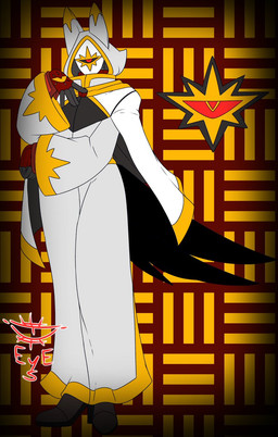 anthro bandage boots clothing footwear high_heeled_boots high_heels hood male mask pattern_background robe shoes simple_background solo tail umbral theeldritcheyes huginn_(theeldritcheyes) avian felid feline mammal hi_res