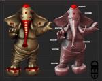 anthro clothing looking_at_viewer male multiple_poses navel pose simple_background solo trunk tusks ciei3 asian_mythology hindu_mythology mythology ganesha deity elephant elephantid mammal proboscidean 3d_(artwork) digital_media_(artwork)