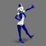 1:1 2018 alternate_costume anthro armwear boots bottomless breasts clothed clothing digital_media_(artwork) digital_painting_(artwork) dragon_ball dragon_ball_super elbow_gloves female footwear full-length_portrait genitals gloves green_bow grey_background handwear hat headgear headwear high_heeled_boots high_heels lagomorph legwear leporid mammal open_mouth portrait pose pussy rabbit rabbittakahashi red_eyes shaded shoes simple_background soft_shading solo sorrel standing thigh_boots thigh_highs three-quarter_view top_hat white_body