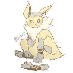 4_missing_limbs ambiguous_gender amputee disability feral neck_tuft prosthetic prosthetic_arm prosthetic_leg prosthetic_limb quadruple_amputee solo tuft lopsidedsmiiefurs nintendo pokemon eeveelution generation_1_pokemon jolteon pokemon_(species) 1:1 hi_res