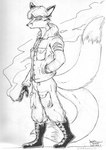 boots cigarette clothing footwear male shoes smoking solo uniform grimal roland_guiscard canid canine fox mammal monochrome sketch