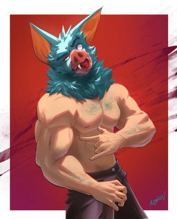5_fingers clothed clothing fingers for_a_head humanoid_hands looking_at_viewer male muscular muscular_male solo topless topless_male white_eyes megido_ngo dispatch sonar_(dispatch) animal_head animal_humanoid bat bat_humanoid humanoid mammal mammal_humanoid 2025 colored hi_res signature